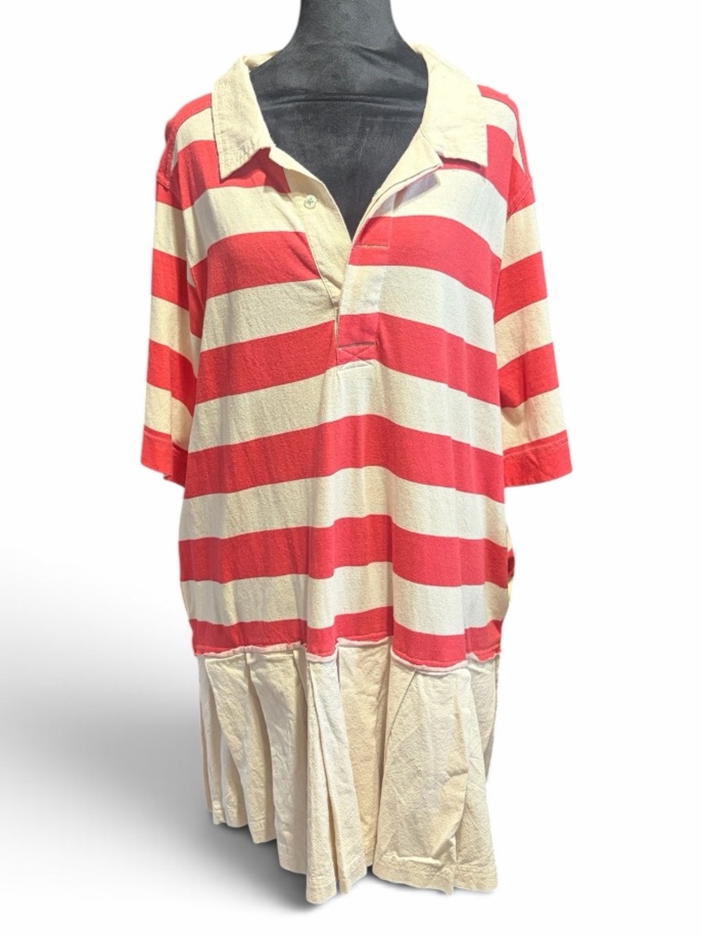 Free People Lucas Mini Dress in a sporty rugby-design Coral, Cream, pleated - Picture 8 of 8